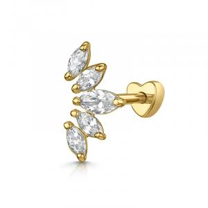 Lovely Flat Back Leaves CZ Diamonds Earrings