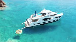 A yacht in a clear blue sea