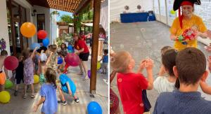 A treasure hunt had the kids playing games such as balloon throw and bubble catching