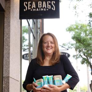 Planet Botanicals founder, Michele Gilfoil, at Sea Bags in Portland, Maine