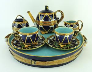 This rare George Jones majolica "Drum" cabaret set from around 1875, one of only two known complete sets, gaveled for $31,625 to take runner-up top lot honors.