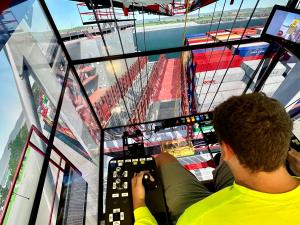 Running multiple simulators at a time makes crane training more efficient and gives trainees the opportunity to compete against each other to see who can safely move the most containers in one hour.
