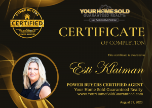 Esti Klaiman Completes YHSGR POWER BUYER Agent Certification Training, Bringing a Revolutionary Advantage to Home Buyers