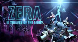 The main photo illustrates the world of darkness that Zera and her friends endure. Positioned on a mound of their enemies ZERA stands tall as a beacon of light shines from her raised hand.
