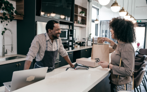 a customer makes a purchase with a gift card