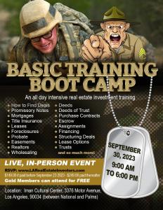 Basic Training Real Estate Boot Camp Returns September 30th