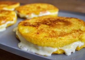 corn based pancake filled with cheese