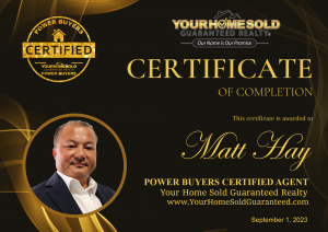 Matt Hay Achieves YHSGR Power Buyer Certification at Your Home Sold Guaranteed Realty