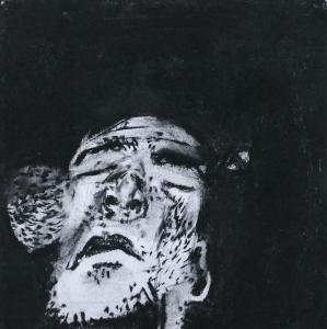 Two charcoal self-portraits by Jonas Wood (American, b. 1977), both untitled early works from 2003, include this one measuring 9 ¼ inches square (est. $10,000-$20,000).