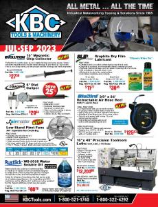 Front cover of KBC Tools & Machinery's Summer sales flyer