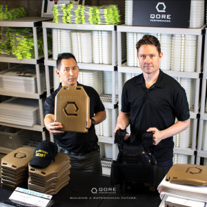 Qore Performance Co-Founder and CEO Justin Li (Left) and Co-Founder and CFO JD Wilcox (Right) with the company’s ICEPLATE® CURVE product