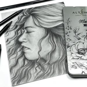 Create stunning sketches with the versatile Monochrome Shading Pencils offered by Artistry by Altenew!