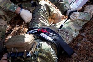 The AAJT-S being applied to the abdomen to control pelvic bleeding.