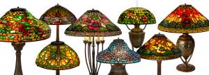 The auction features a fine selection of Tiffany lamps.