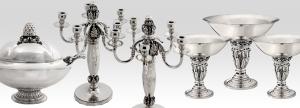 Important silver pieces by Georg Jensen will come up for bid at the auction.