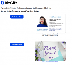 BizGift Design - Use the easy Template or Upload your own Design