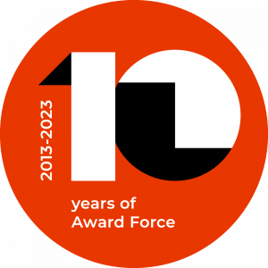 Award Force badge celebrating 10 years