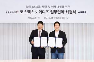 Cosmax CEO Lee Byung-man and Wadis CEO Shin Hye-seong (Photo: Wadiz)