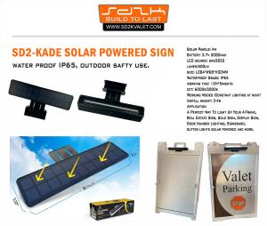 SD2-Kade Solar Powered Sign product specifications.