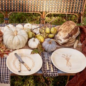 maaterra plates displayed on a country table.