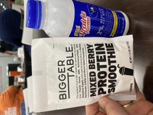 A Berry Smoothie Packet with Prairie Farms Milk