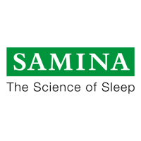 SAMINA in white letters on a green background with tagline reading the science of sleep