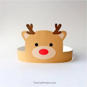 Cute Printable Reindeer Party Hat / Paper Crown / Christmas Party Supplies