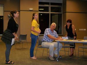 From left to right:  Meaghan Heives, Marisa Kahler, Amy Zwicker and Bruce Calhoun