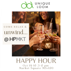 Unique Loom will host Market Happy Hours from 3:00 - 6:00 pm on Saturday, Sunday, and Monday Oct 14-16 with live music, cocktails and snacks to toast buyers who come by to experience their new expansive loft style showroom
