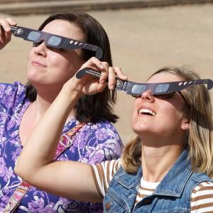 American Paper Optics recommends NEVER look directly at the sun without eclipse glasses.