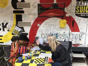 5asideCHESS Battling Suicide Bus and giant 5asideCHESS board
