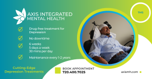 The advantages of Axis Integrated Mental Health's TMS Treatment include: drug-free inclusive option, no downtime, and maintenance every 1-2 years. The treatment lasts for 6 weeks, 5 days a week for 30 minutes a day.