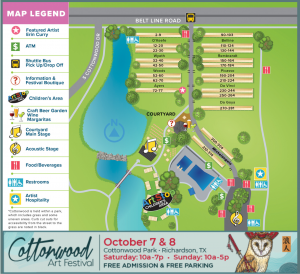 Cottonwood Art Festival Fall 2023 Map at Cottonwood Park in Richardson Texas