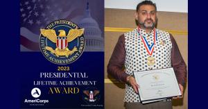 Dr. Anuraag Guglaani receiving Presidential Lifetime Achievement Award