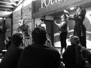 Picture of a group of people acting on a stage dressed in Renaissance clothing and signing in American Sign Language. Caption reads: Texas Renaissance Festival will host two Deaf Awareness Weekends in 2023: October 14-15 for the Weekend of 1001 Dreams and