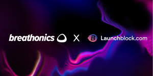 The Breathonics and Launchblock logos, side by side, on a futuristic and contemporary background.