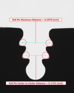 measuring the roll pin distance of a turbine disk slot