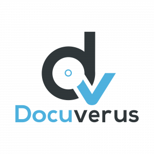 Docuverus blue and black logo