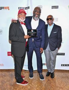 Tony Winger, LLF board member; Lionel Ridenour, honoree and  founder and CEO of Anchor Promotions, was presented with the   Music Executive Award and L.A. Reid, co-founder of mega