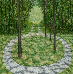 Modern and contemporary paintings will include a group of eight paintings by American artist Scott Kahn, including this work, titled “Circular Driveway” (est. $50,000-$75,000).