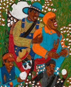 Celebrated New Haven artist Winfred Rembert is well-represented with five works included in the sale. The highlight of these is titled “Family in the Cotton Field” (est. $60,000-80,000).