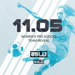 Woman kicking soccer ball with Nov. 5, 2023 Women's Pro Soccer Team Reveal Event at Davenport Grand Hotel, 2 pm doors open and 3 pm program.