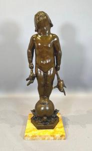 Bronze fountain with greenish-gold and brown patina by Edith Barretto Stevens Parsons (American, 1878-1956), titled "Frog Baby " (1917), 40 inches tall (est. $15,000-$20,000).