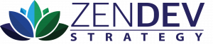 ZENDEV Strategy Logo. A colorfull lotus flower emerging from the water.