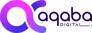 Company Logo for Aqaba.Digital Stylized Alpha Symbol that looks like the letter A and DNA. It has the text Aqaba Digital to the right of the logo inline.