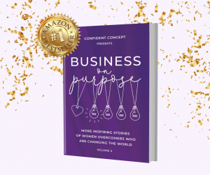 Purple book cover with Amazon Bestseller gold seal and gold confetti