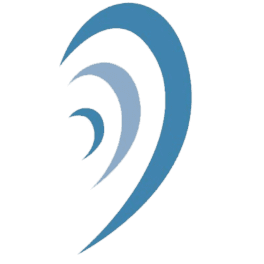 Hearing Health Solutions logo: A stylized ear in blue