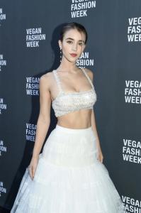 Caylee Cowan Attends Vegan Fashion Week (Photo by Gilbert Flores/WWD via Getty Images)