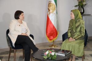 Former Prime Minister Natalia Gavrilita ."Thank you very much Madam President- elect, Maryam Rajavi for the invitation and more importantly for your determined and sustained leadership that you have demonstrated over all these years."