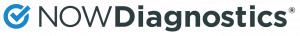 Logo of NOWDx, includes blue checkmark and the word NOWDiagnostics